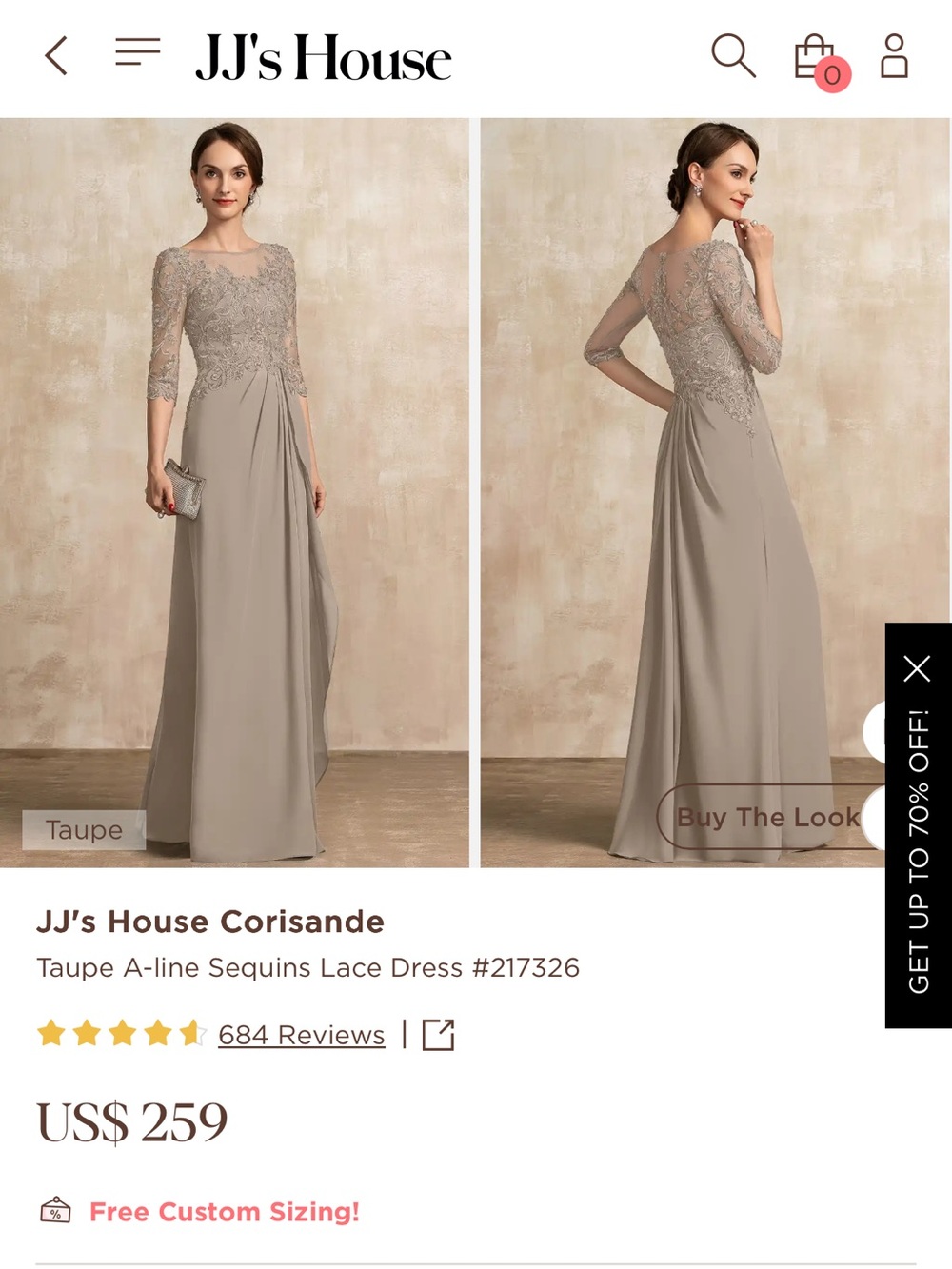 JJs House Mother of the Bride Dress